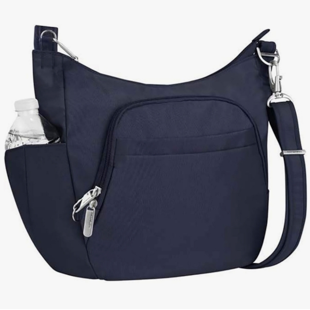 Travelon Crossbody Bucket Bag Anti-theft Classic RFID Blocking Black Minimalist